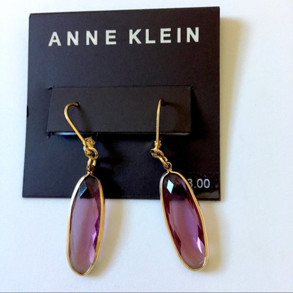 NWT Anne Klein Amethyst and Gold Earrings - Picture 1 of 5